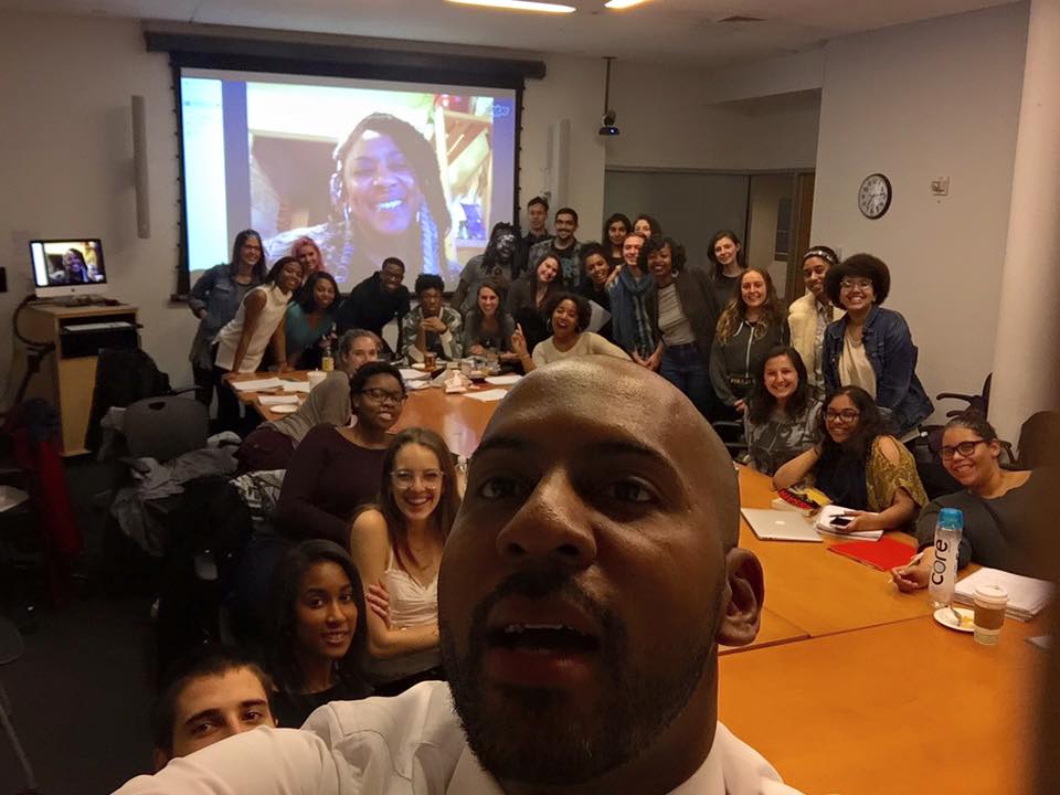 Alicia Garza (on skype) with students in NYU's Black Lives Matter Syllabus
